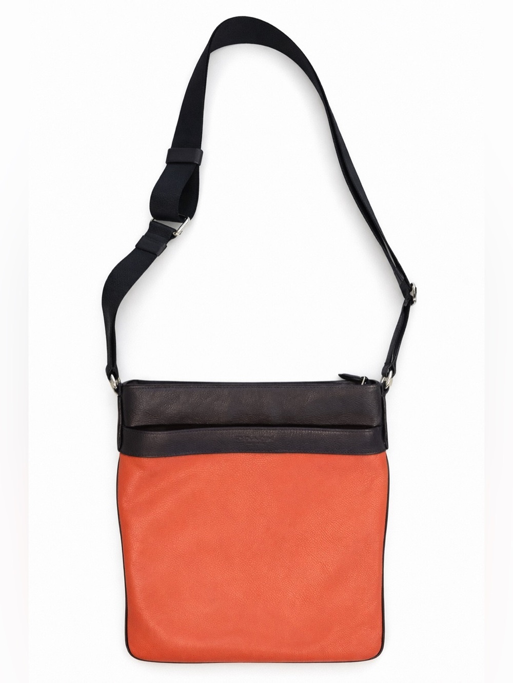 Coach Leather Crossbody Messenger Bag Men's Orange Black Bowery